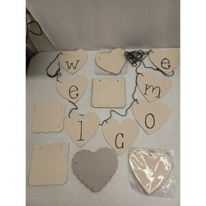 Lot of 27 Canvas Covered Chipboard Journal Bunting Banner Crafting Hearts Read**